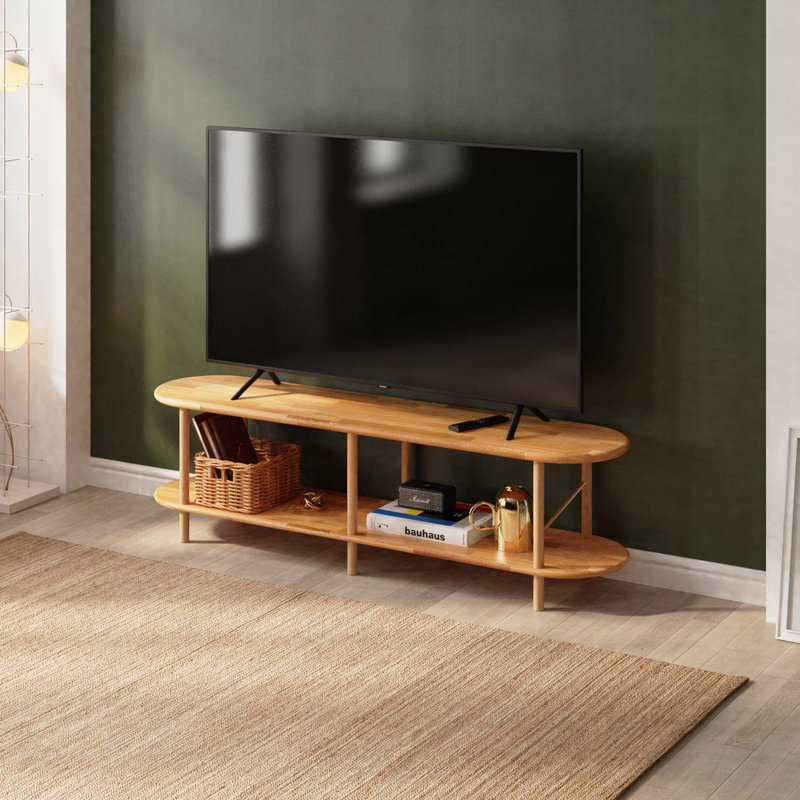 Malibu Solid Beech Wood TV Console, Minimalist Media Stand for Living Room
