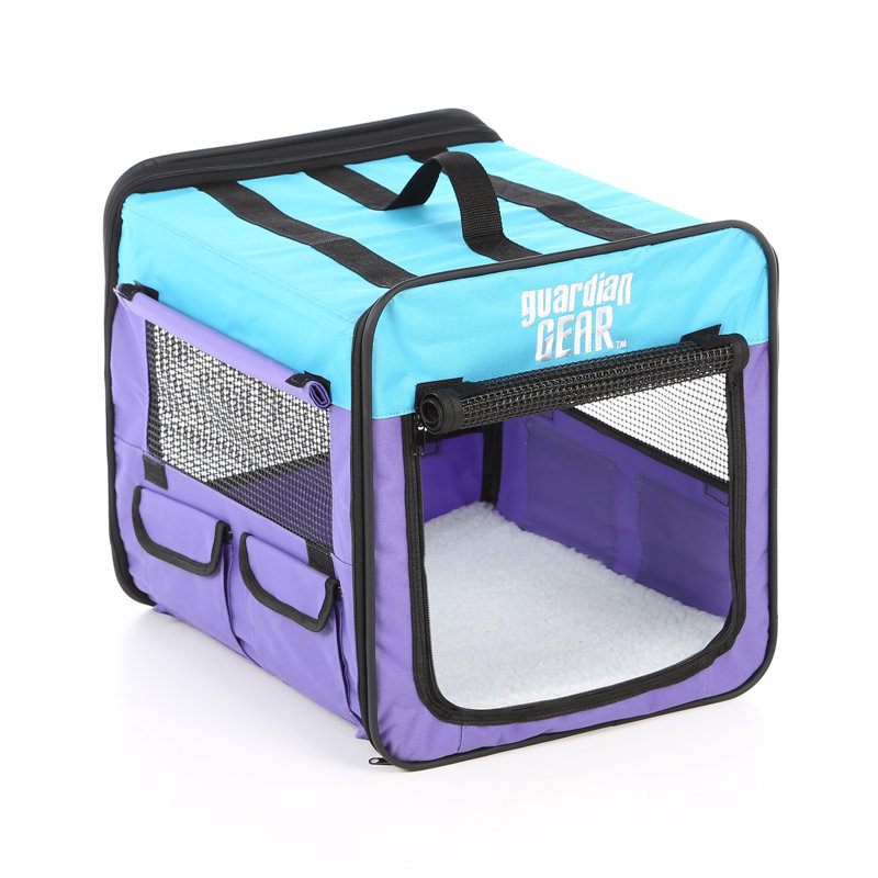 Caisse escamotable pour animal, X-petit-mauve/turq