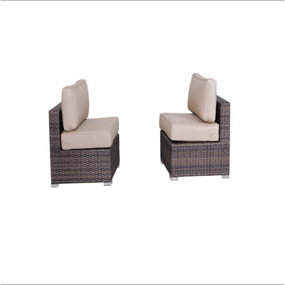 28" Wide Armless Outdoor Chairs With  Cushions (Set Of 2) – Fully Assembled