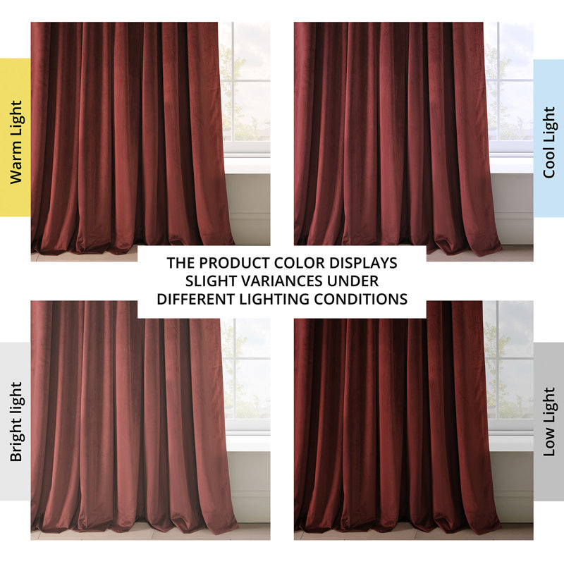 Olivia Velvet Blackout Curtain (1 Panel), Crimson Rust, 50" W x 84" L