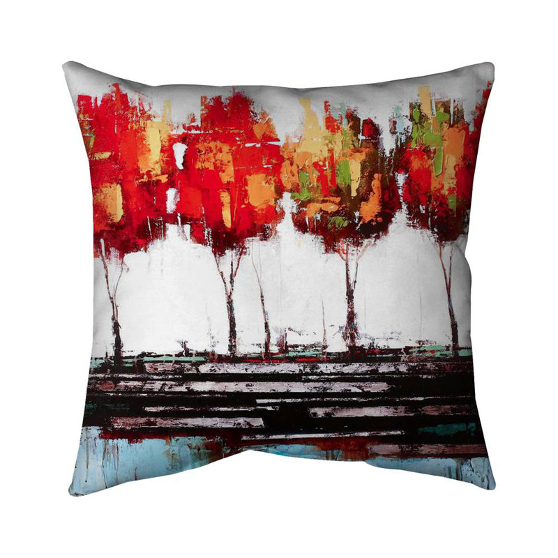 Abstract industrial style trees - 18"x18" Throw pillow - Poly twill - Print on demand, 18"H x 18"W