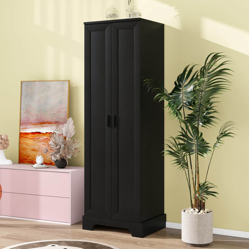 2-Door Storage Cabinet For Bathroom, Office, Adjustable Shelves, Waterproof MDF Board, Anti-Tip Design, Easy Assembly, Black