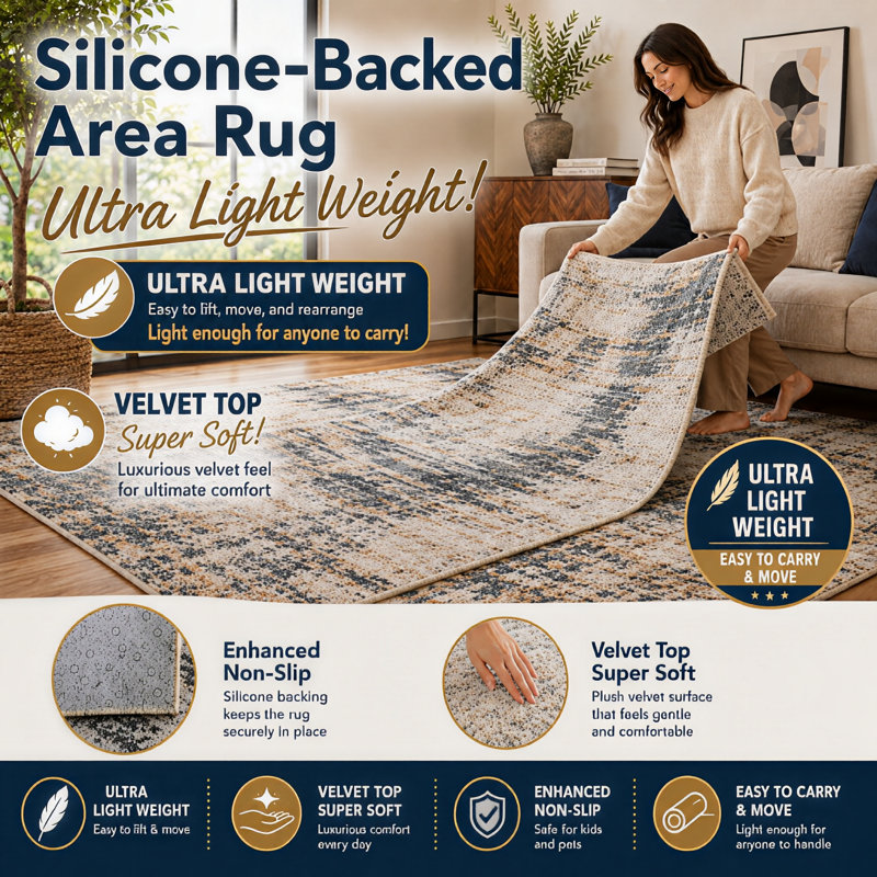 Tapis d'intérieur ultra-léger 152 x 213 cm (5' x 7') à motifs patchwork modernes et colorés, doux et à poils courts, avec envers antidérapant en silicone, idéal pour le salon ou la chambre, coloris pastel.