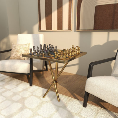 Aluminum Metal Table Chess Decor Game Set