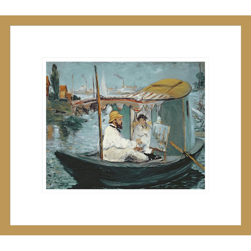 Monet dans son atelier flottant d'Edward Manet, impression giclée encadrée, H 13,75 po x l 15,7 po