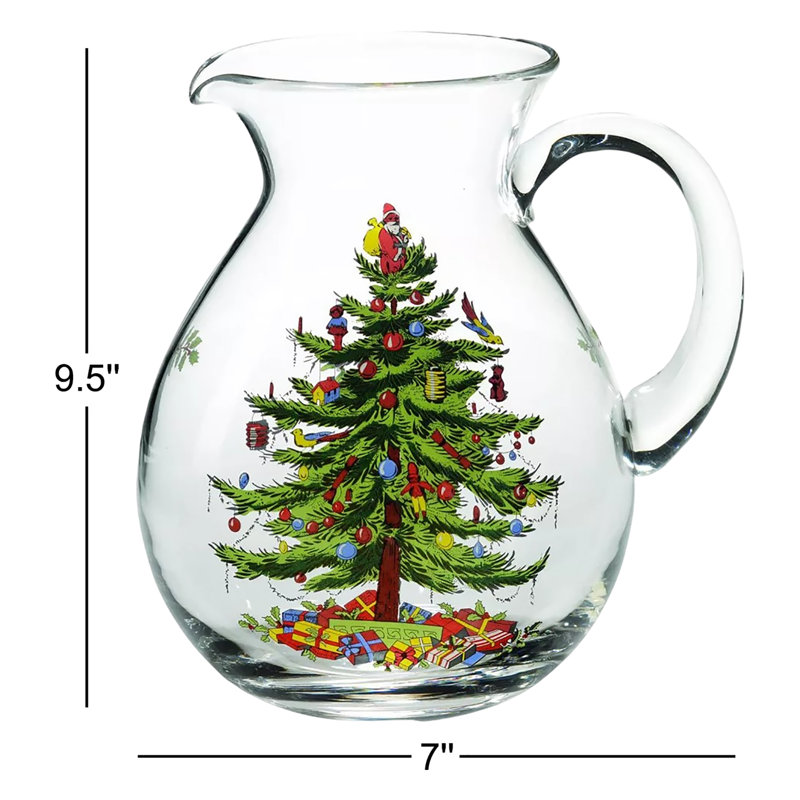 Spode Christmas Tree Glass Pitcher 6 Pt/9"