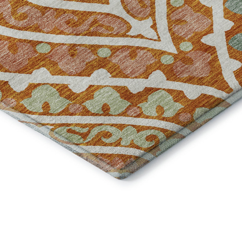 Tapis orange de qualité supérieure lavable à la machine, Rectangle 2 pi 6 po x 3 pi 10 po