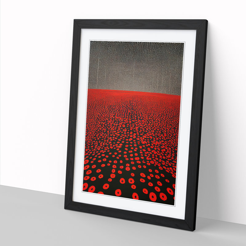 Ancrum Poppy Flower Field Modern Vol.3 - Picture Frame Print, Black, 64cm H x 46cm W x 2cm D