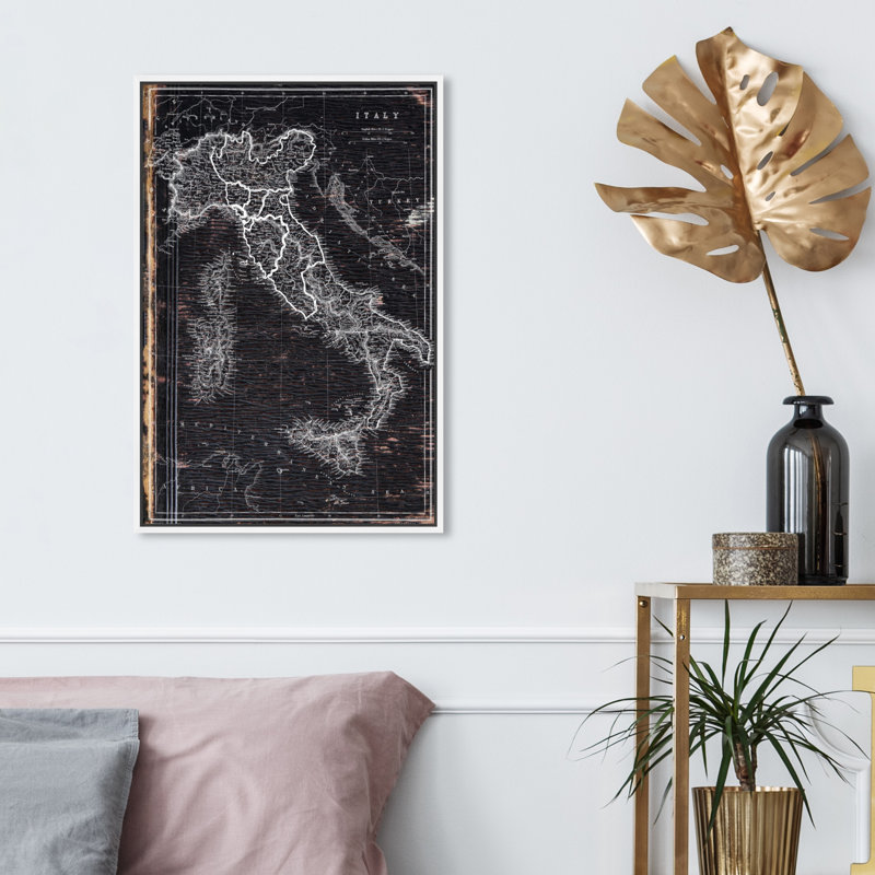 « map of italie 1873 », impression sur toile, H 16 po x l 24 po, Cadre blanc