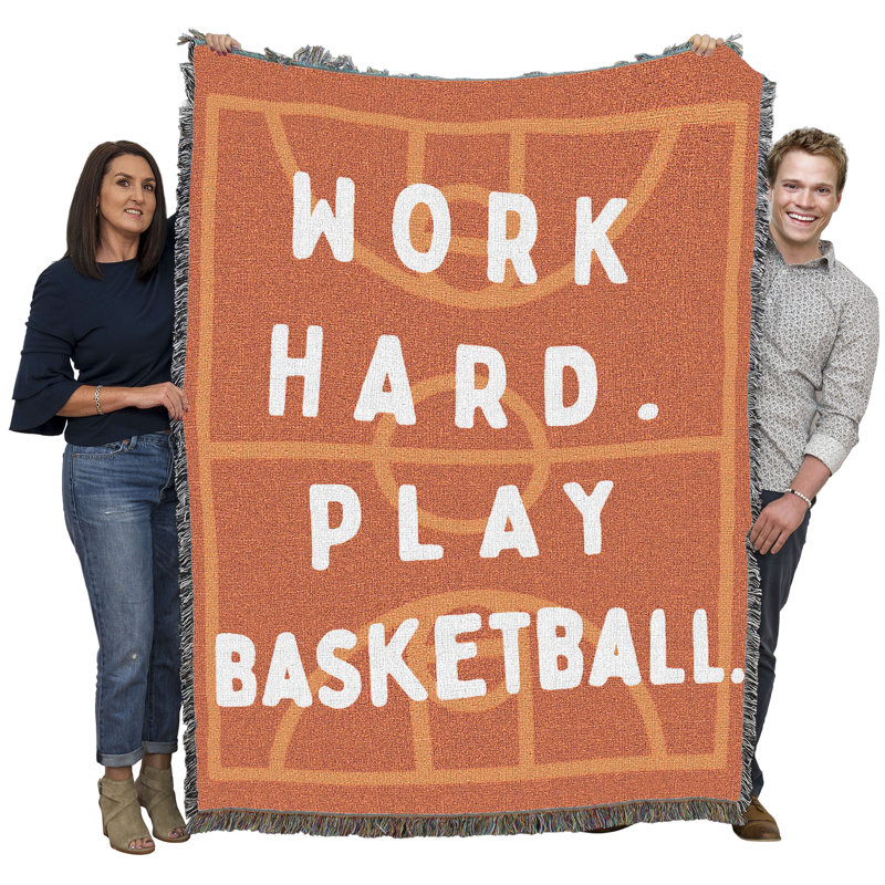 Jeté en coton Pure Country Weavers Work Hard Play Basketball, L 72 po x l 54 po