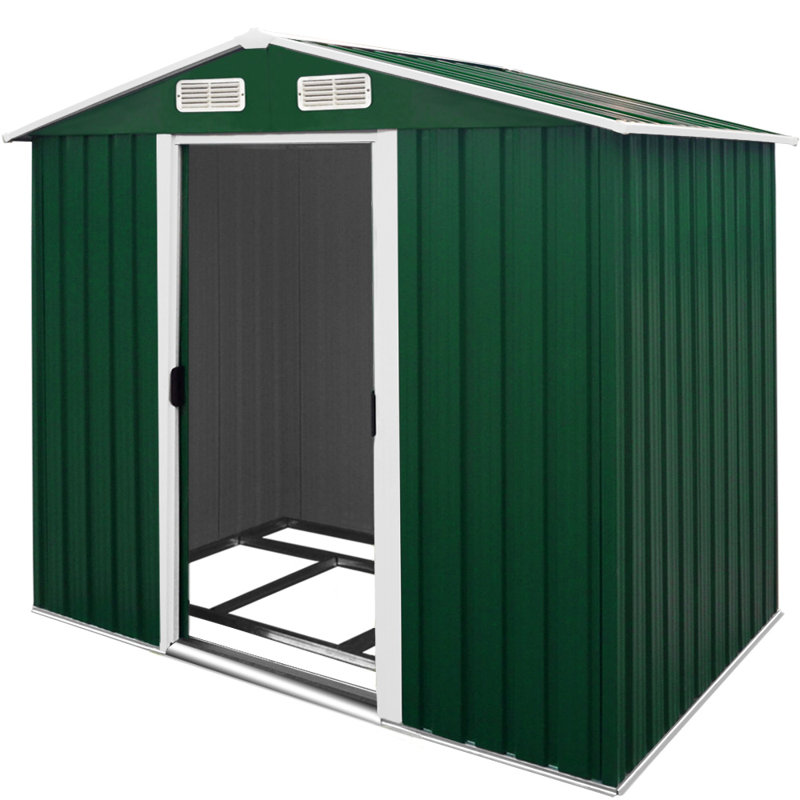 Anwen 312 ft. W x 257 ft. D Metal Steep Slope Storage Shed, 188cm H x 196cm W x 132cm D, Green