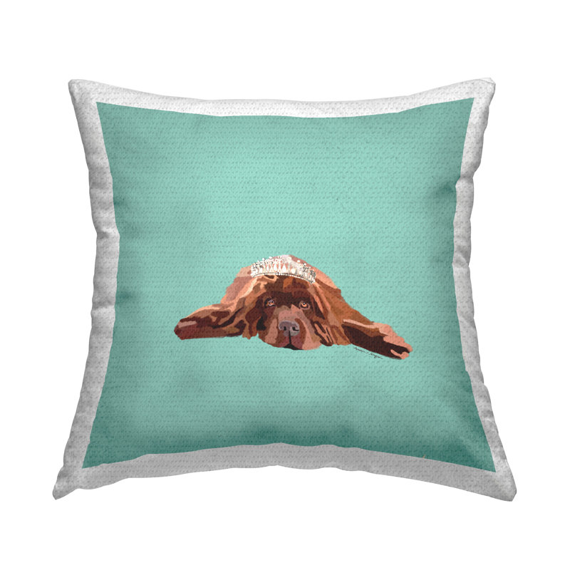 Coussin extérieur élégant Elegant Dog on Turquoise par Amelia Noyes