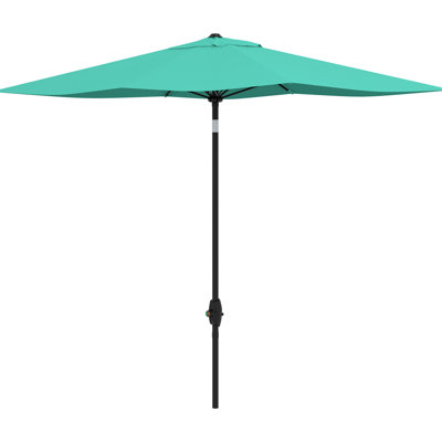 6.5' X 10' Rectangular Outdoor Shade Umbrella, Protected, Easy Crank And Tilt Selection, Teal Patio Umbrella 10', Protection Netting, Adjustable Angle,