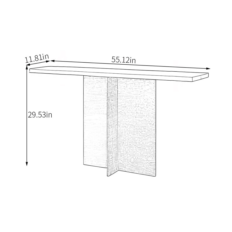 Console moderne et moderne en acrylique, H 29,53 po x l 55,12 po x P 11,81 po, Transparent/bleu