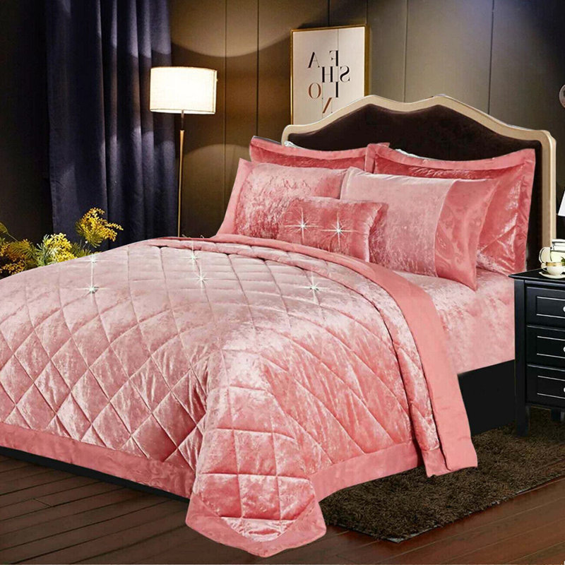 Analey Polyester Solid Colour Bedspread, 255 x 275 cm, Pink