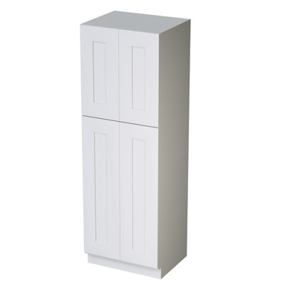 24 In. W X 24 In. D X 90 In. H Plywood Ready To Assemble Floor Base Kitchen Cabinet In White With Doors And Shelves