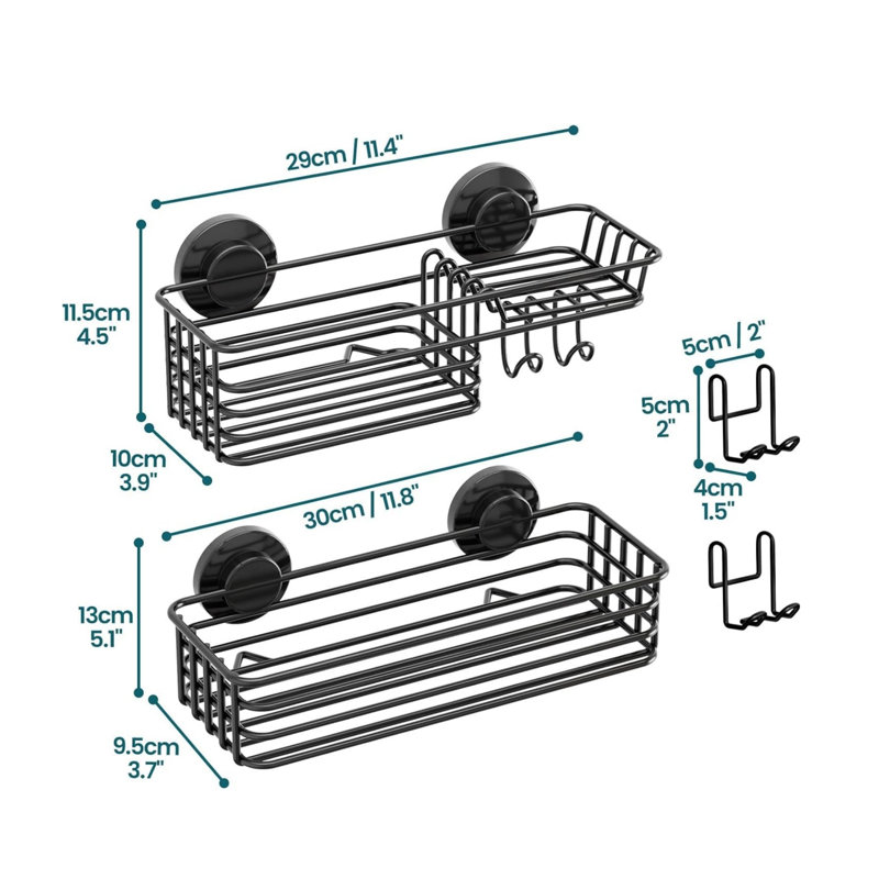 Suction Shower Caddy Stainless Steel Rustproof Suction Cup, 2 Pack for Shampoo Holder