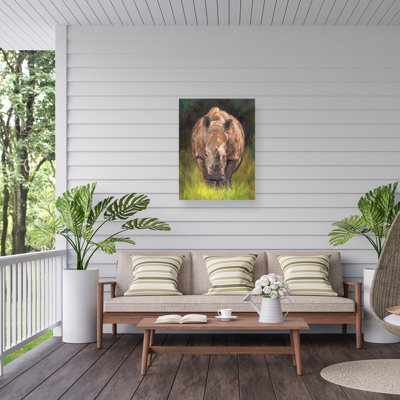 David Stribbling Rhino Straight On Outdoor  Canvas
