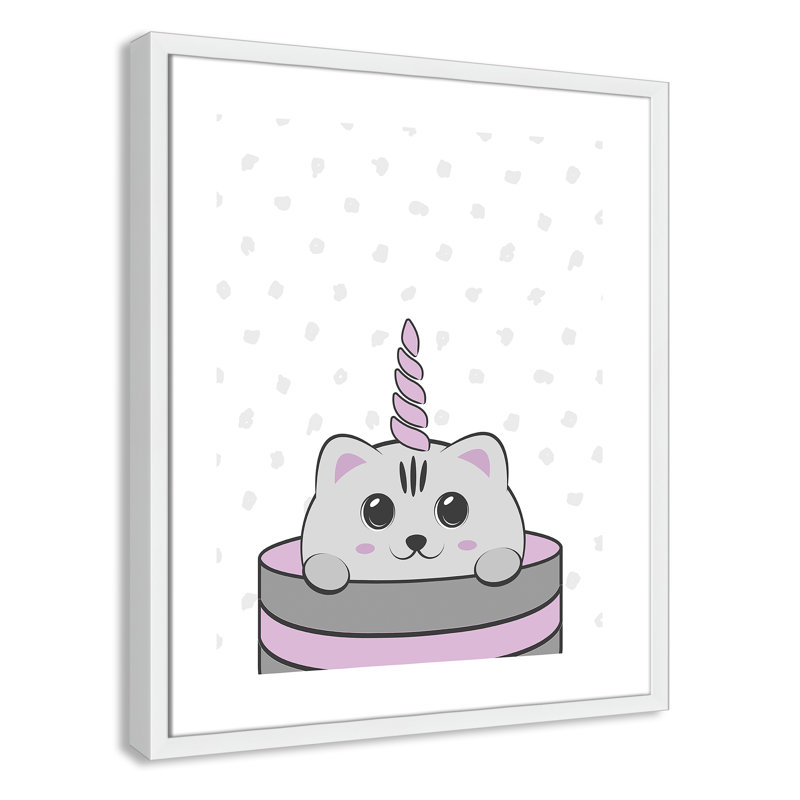 Caticorn I, art encadré, H 24,5 po x l 20,5 po x P 1,18 po, Cadre blanc