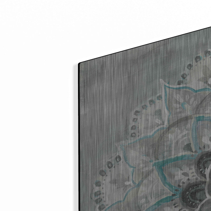 Bungalow rose «Teal Sunburst» par Danhui Nai, art mural en métal, H 36 po x l 36 po