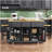 53inch Large Kitchen Island with Drop Leaf,Power Outlet,Door Internal Storage Rack,Rolling Kitchen Cart on 5 Wheels with 5 Open Side Racks for Kitchen,Black-1283463885