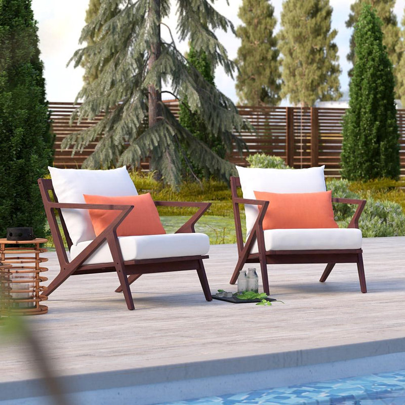 Minhaj Eucalyptus Outdoor Lounge Chair, Cast Coral Sunbrella® Plainweave
