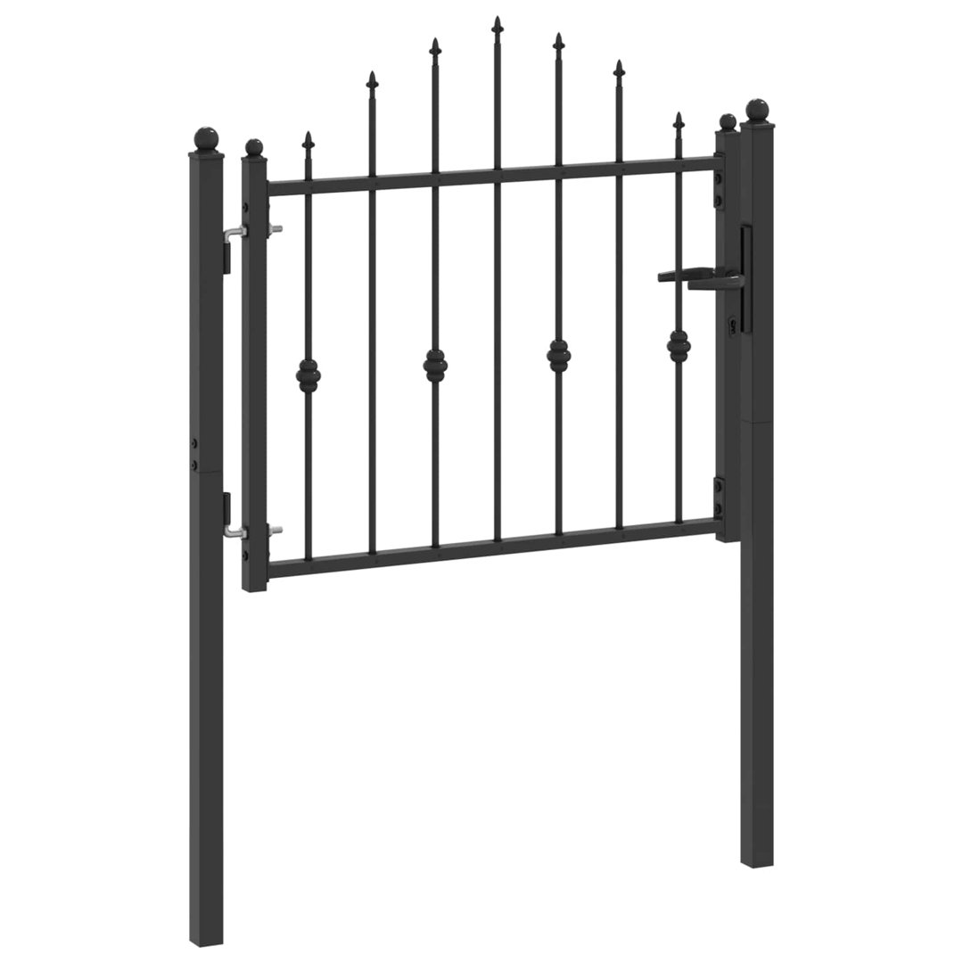 Vidaxl Fence Gate HORST Black Metal Outdoor Barrier Security Perimeter Modern
