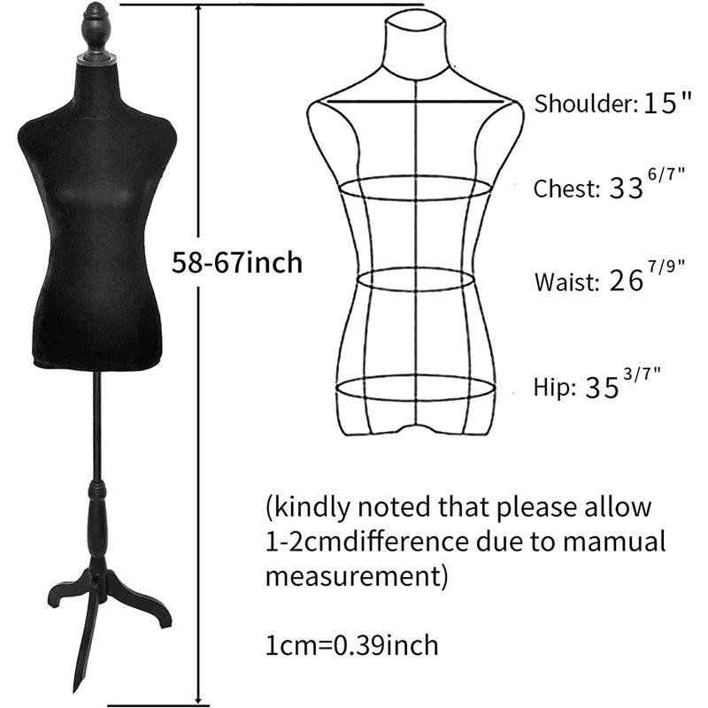 MeetingHome Adjustable 67" H Dress Form, Black
