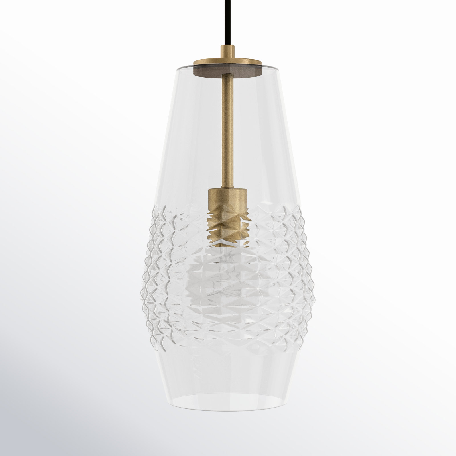 Single Light Glass Dimmable Pendant, Aged Brass