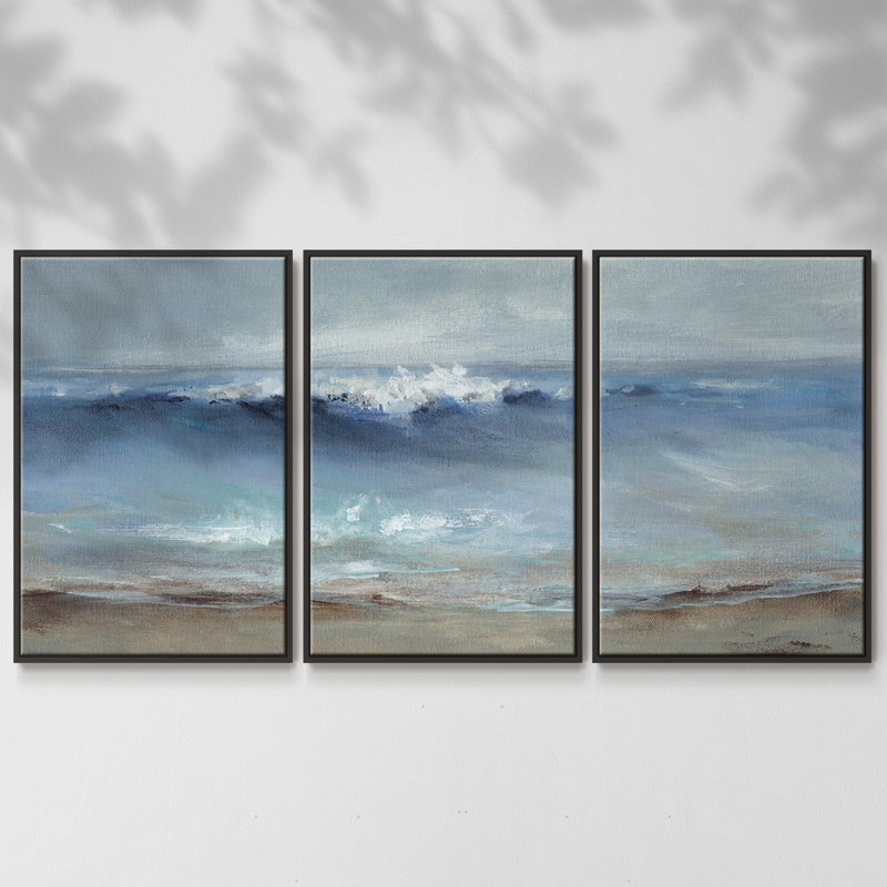 «Northeast Wind», reproduction sur toile 3 pièces, H 24 po x l 48 po x P 2 po, Cadre noir