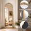 Miroir mural rétro arqué or rétro - miroir décoratif de style antique français orné, grand miroir de meuble-lavabo arqué pour entrée, cheminée, salon ou chambre à coucher, fixé au mur ou incliné-678059851-685518951