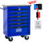 Chariot à outils 6 tiroirs pour le garage, chariot roulant en métal avec roues, noir et bleu, verrouillage par clé, chariot multifonctionnel à roulement, tiroirs verrouillables avec rangement bleu, surface en acier lisse-304632432