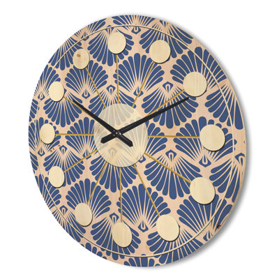 Retro Blue Waves - Mid-Century Modern Wood Wall Clock