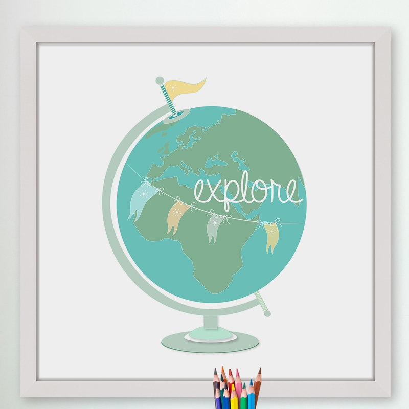 «Explore Globe» par Karen Zukowski, reproduction encadrée, H 12 po x l 12 po x P 1,5 po