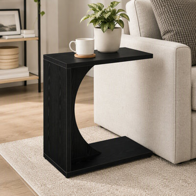 Table de bout en C, table de chevet en bois