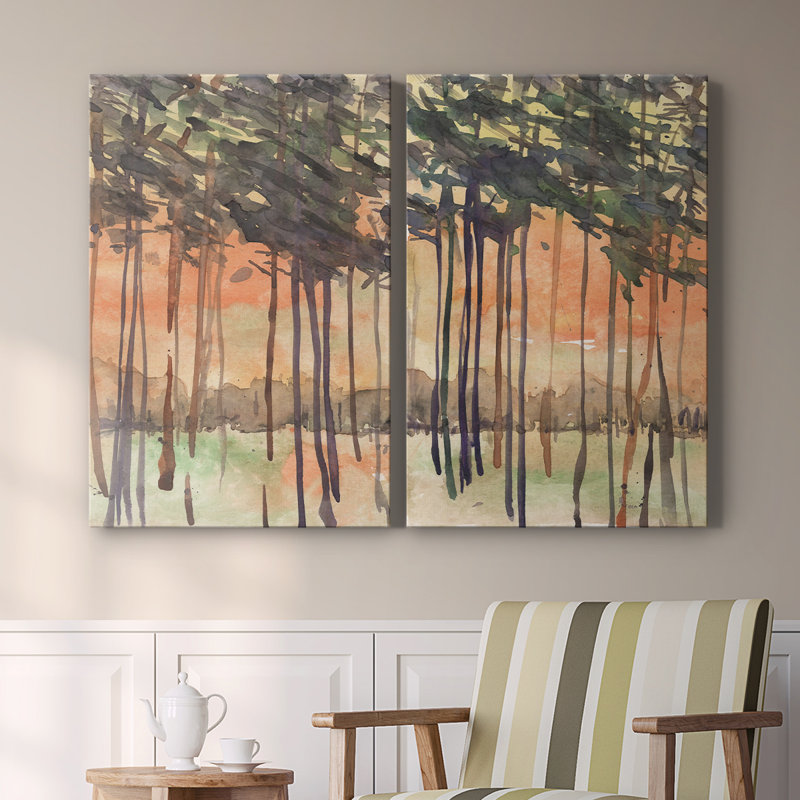 Entre les arbres I - Toile tendue avec châssis de qualité supérieure - Prêt à être accroché