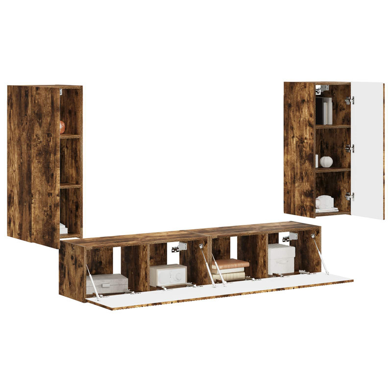 TV Stand for TVs up to 77", Smoked Oak