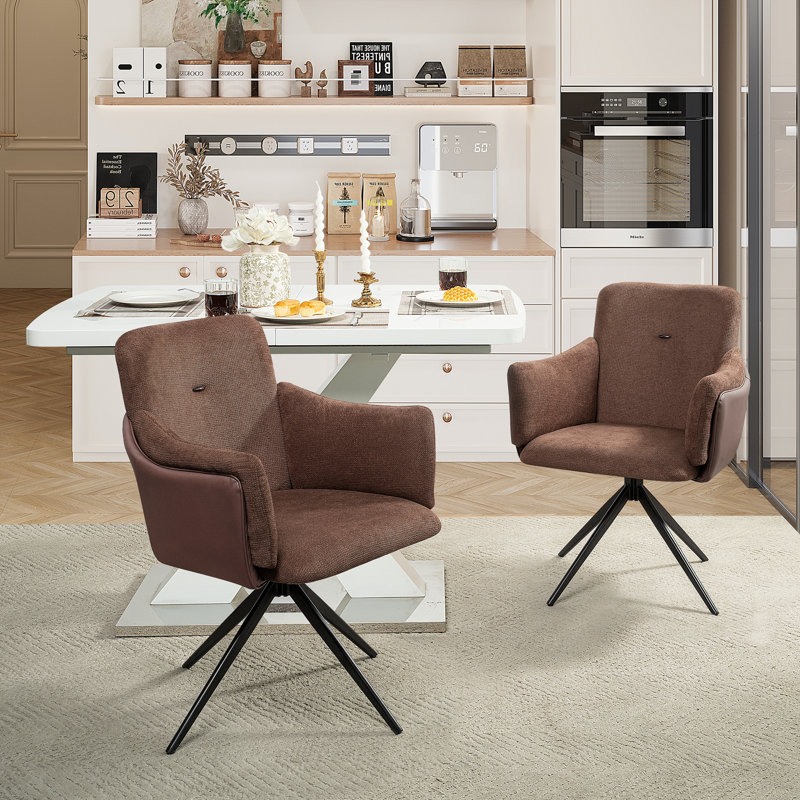 Ensemble de 2 chaises de bureau 360 °, Marron foncé