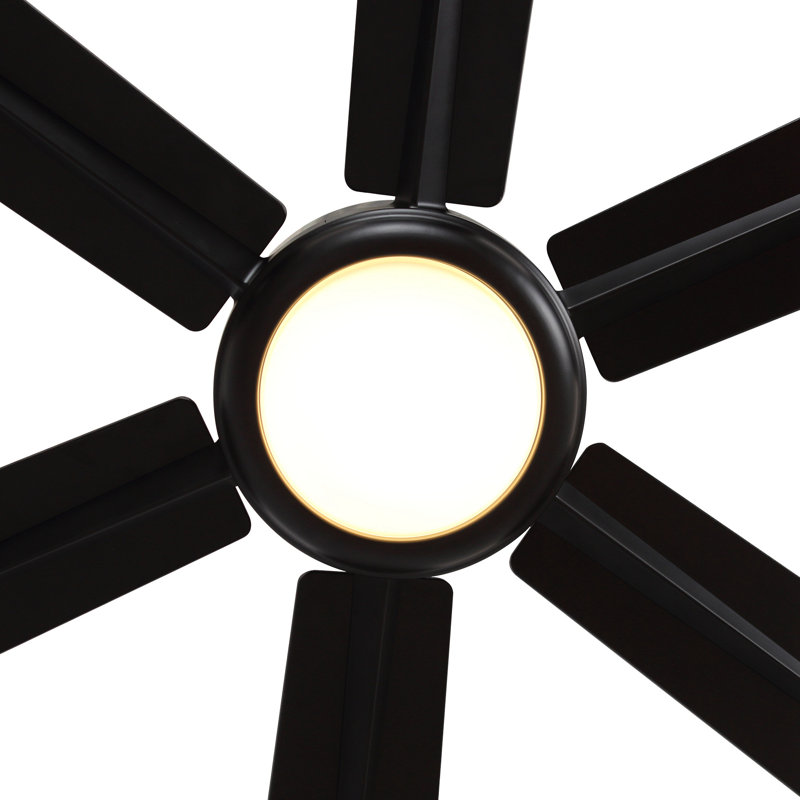 Breezelite Modern 65" Matte Black LED Downrod Ceiling Fan