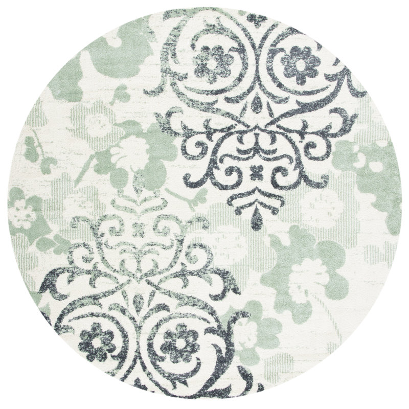 Tapis ivoire / vert / noir Agathla, Rond 6 pi 7 po