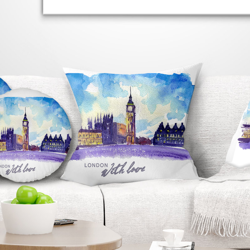Coussin London London - Cityscape, 18 po x 18 po, Carré