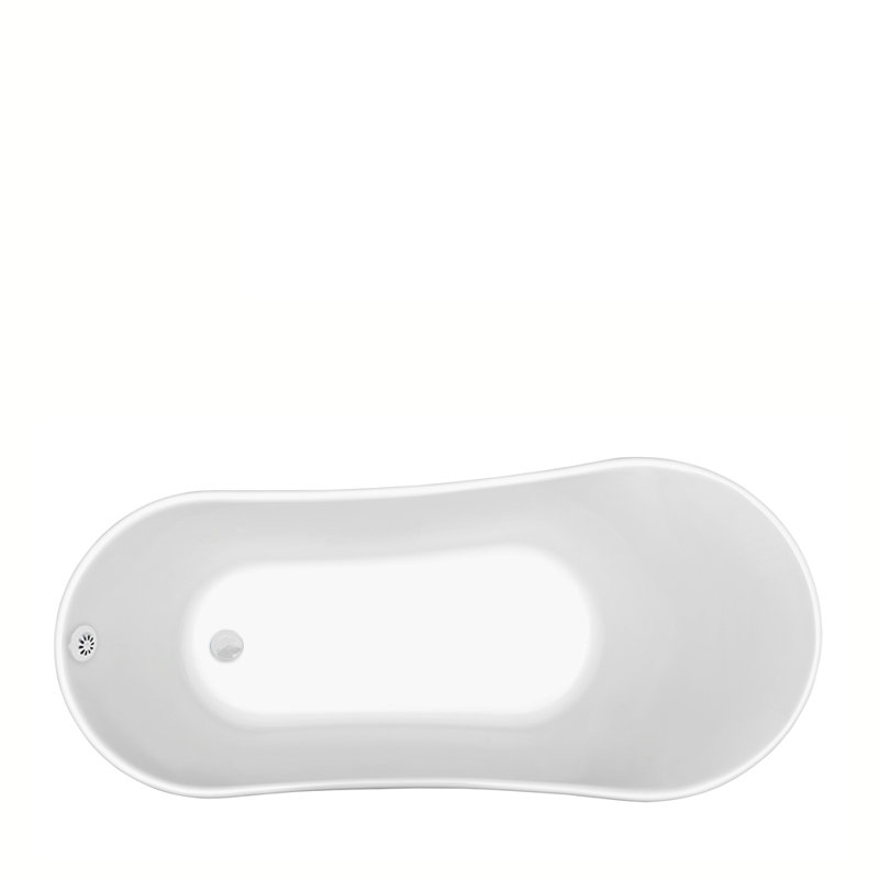 66.9'' x 31.5'' Soaking Acrylic Bathtub, Brushed Nickel, Glossy White