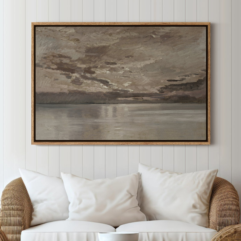 Art mural sur toile encadrée - Horizon marin Moody avec reflet de nuage dramatique - 16 po x 24 po, 24 po x 36 po, Naturel