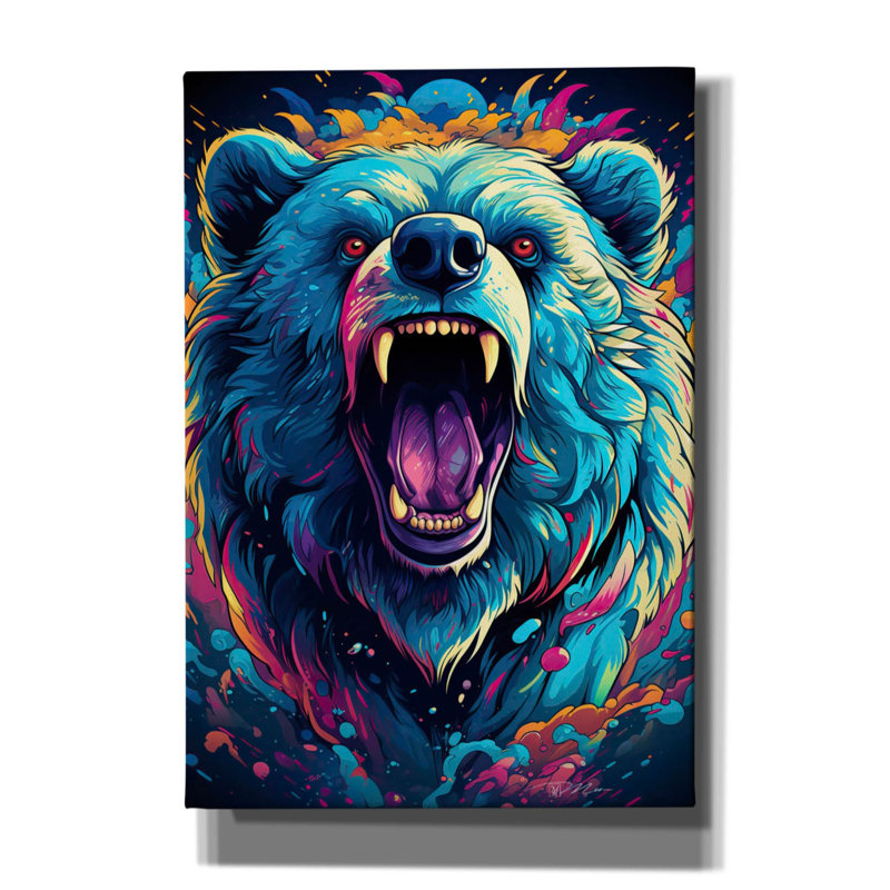 «Dmt Art Bear» par Momart, art mural sur toile, 12 po x 18 po, H 26 po x l 18 po x P 0,75 po