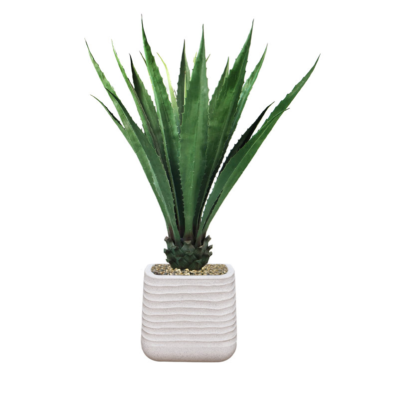 Agave artificielle 54,57 po en pot, Blanc