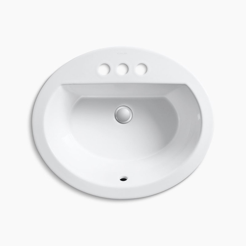 Bryant Ceramic Oval Drop-In Bathroom Sink with Overflow, Single, Biscuit