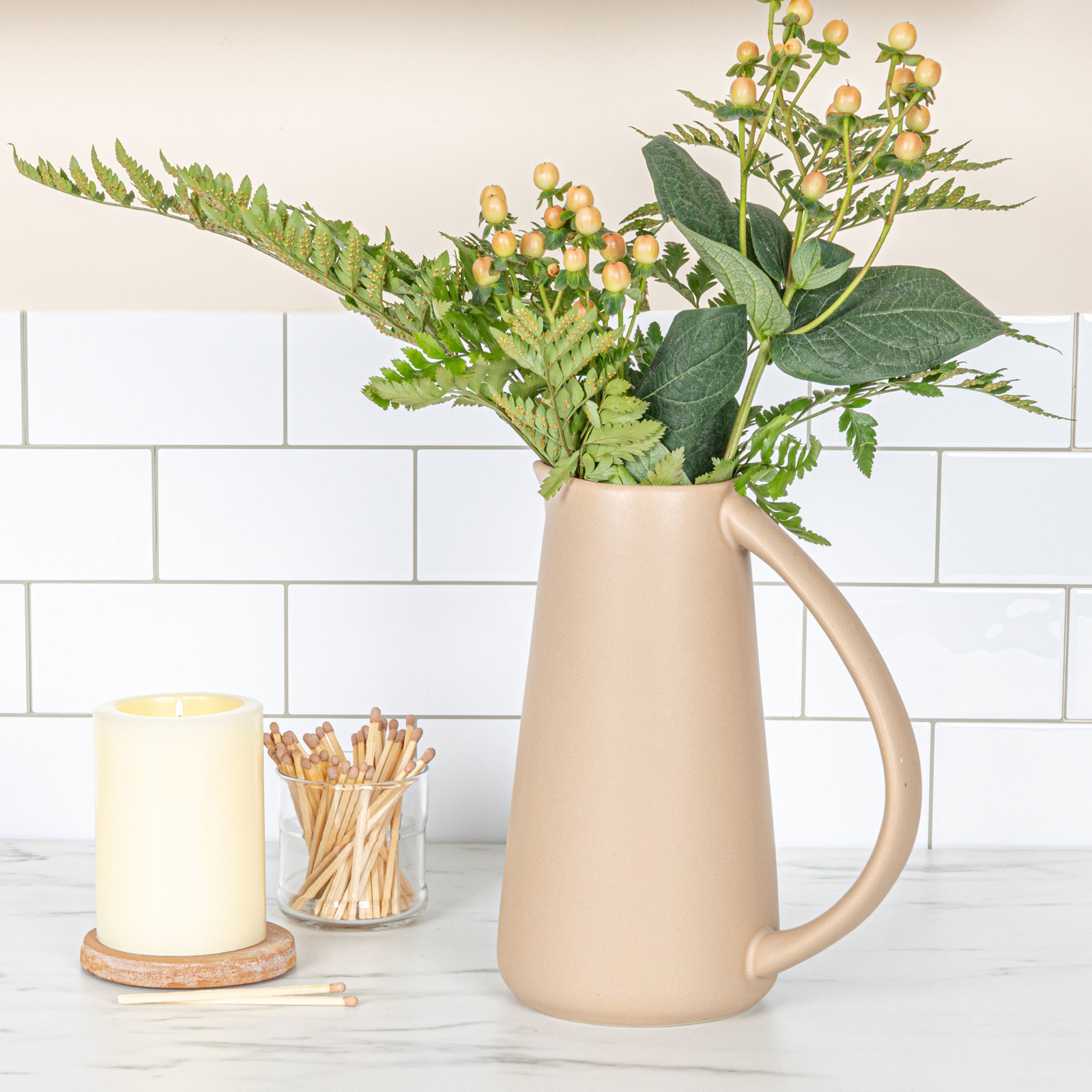 Osprey 48oz. Stoneware Pitcher, Beige