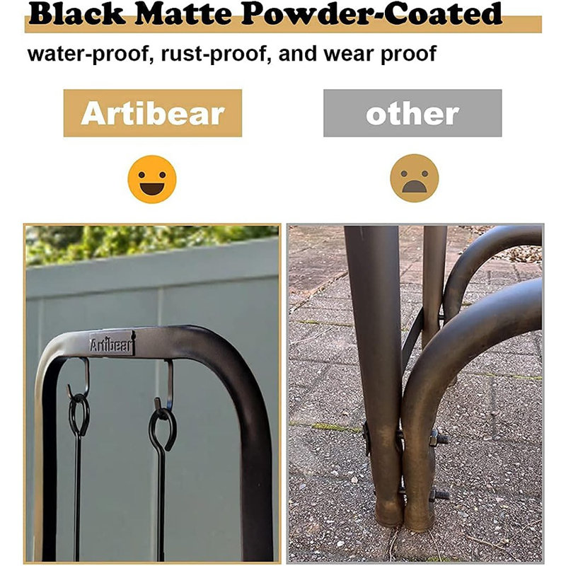 Petit support à bois pour foyer intérieur, support de rangement pour bûches en bois à 2 niveaux pour patio extérieur, noir (sans roulettes)