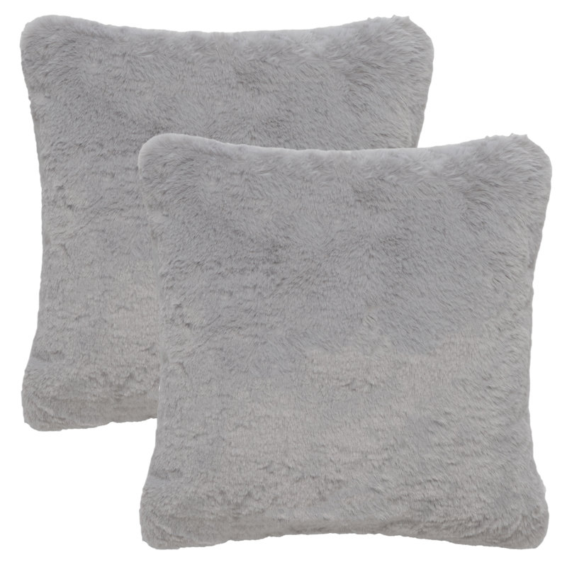 Faux Fur Throw Pillow, 23" x 23", Gray
