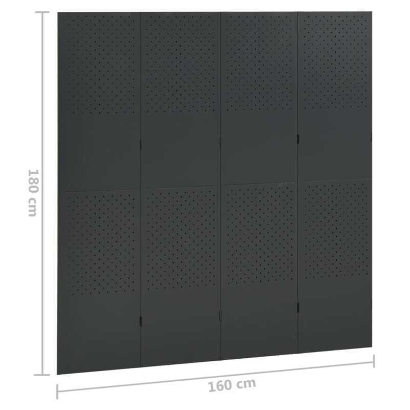 Cassiah 180cm H Folding Room Divider, Anthracite, 4